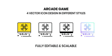 Arcade Game Vector illustration icons in different styles