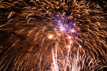 Colorful of fireworks display  on sky background, for New Year, party or any celebration event