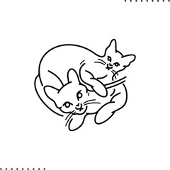 playing cats vector icon in outlines