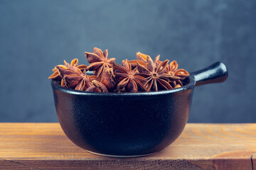 Star anise on wooden table 
