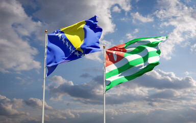 Beautiful national state flags of Abkhazia and Bosnia and Herzegovina.