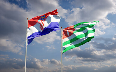 Beautiful national state flags of Abkhazia and Croatia.