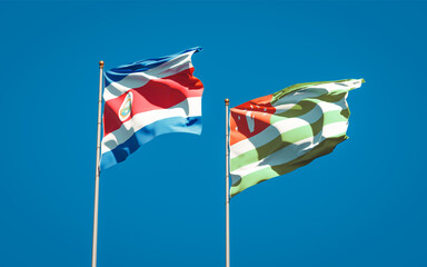 Beautiful national state flags of Abkhazia and Costa Rica.
