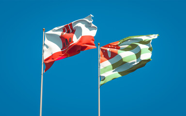 Beautiful national state flags of Gibraltar and Abkhazia.