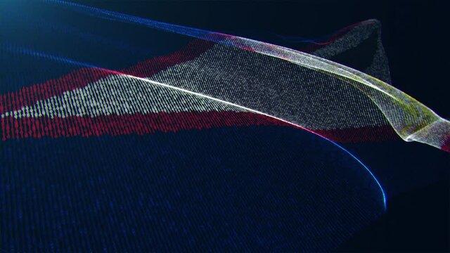 3d render. American Samoa digital flag with binary code texture flies in the wind. Seamless loop.