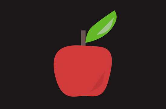 Apple icon. Red apple logo isolated on black background. illustration for any design.