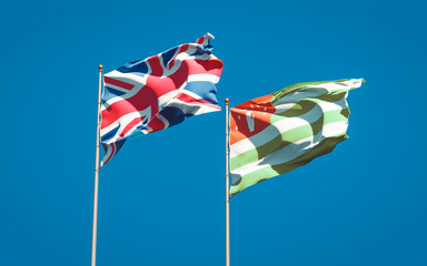 Beautiful national state flags of UK and Abkhazia.