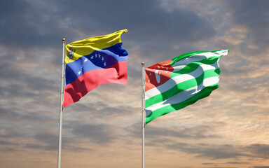 Beautiful national state flags of Venezuela and Abkhazia.