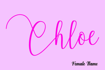 Chloe-Female Name Brush Calligraphy Dork Pink Color Text On Light Pink Background