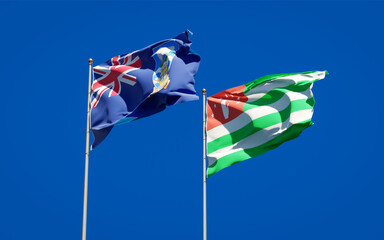 Beautiful national state flags of Falkland Islands and Abkhazia.