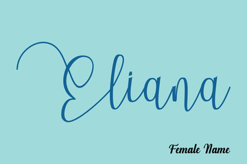 Eliana-Female Name Brush Calligraphy Blue Color Text On Light Cyan Background