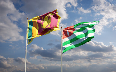 Beautiful national state flags of Sri Lanka and Abkhazia.