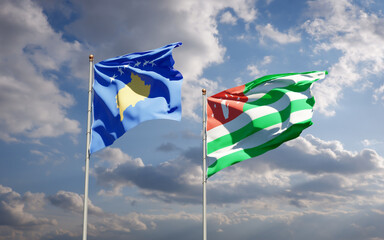Beautiful national state flags of Kosovo and Abkhazia.