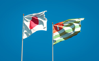 Beautiful national state flags of Japan and Abkhazia.