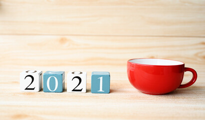 2021 text Numbers with Concept Start New Year 2021