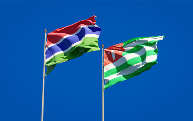Beautiful national state flags of Gambia and Abkhazia.