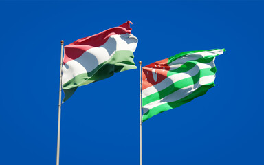 Beautiful national state flags of Hungary and Abkhazia.