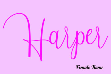 Harper-Female Name Brush Calligraphy Dork Pink Color Text on Pink Background