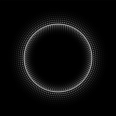 Abstract vector circle frame halftone dots frame. Circle shape. Grunge circular stain. Vector illustration