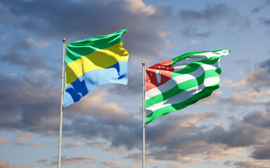 Beautiful national state flags of Gabon and Abkhazia.