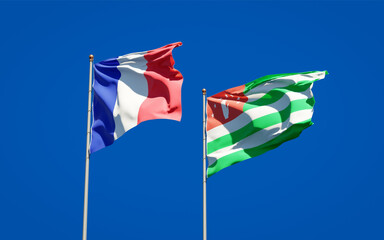 Beautiful national state flags of France and Abkhazia.