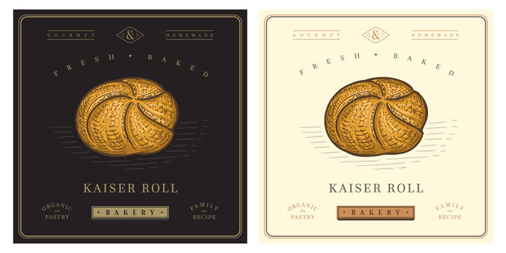 Kaiser roll vector bun traditional bread