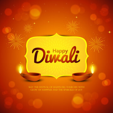 Happy Diwali festival background with illuminated oil lamps. For Indian Religious festival Happy Diwali Celebration.