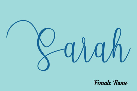 Sarah-Female Name Cursive Calligraphy Dork Cyan Color Text On Light Cyan Background