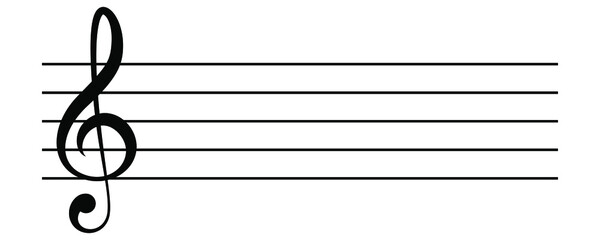 Blank music staff isolated on white background
