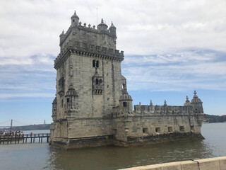 Obraz premium the Tower of Belem near the Tagus river in Lisbon Portugal