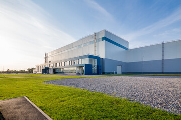 Fototapeta na wymiar building of a modern industrial enterprise. Summer, blue sky