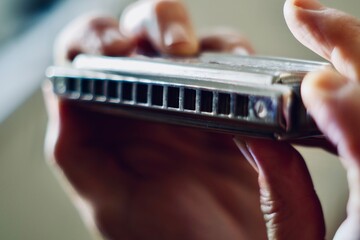 playing the harmonica