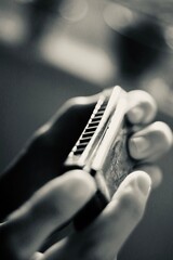 playing the harmonica