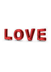 Red Balloon Word Love 3D Illustration On White Background