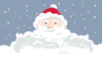 Santa's Magic Beard. Christmas Vector illustration with empty space, banner, postcard.