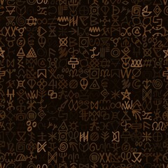 Tribal pattern with symbols ancient style vintage illustration background