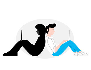 Scammercheating men vector illustration cartoon flat design modern style 