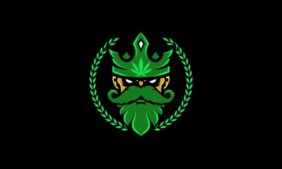 Green Colored Bearded Marijuana King Mascot