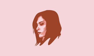 Minimalist Beautiful Girl Face Illustration