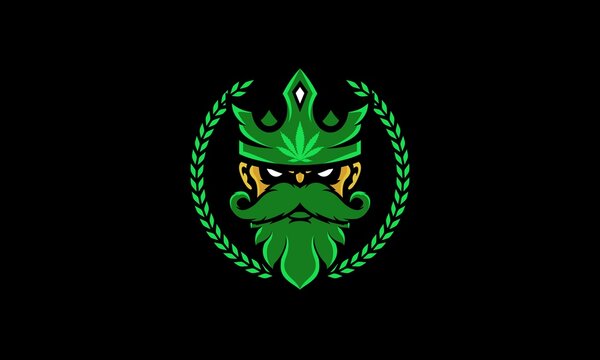 Green Colored Bearded Marijuana King Mascot