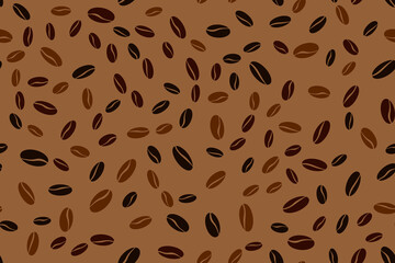 Seamless background with coffee beans. Vector illustration.