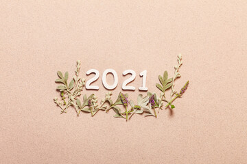 New Year card with plants