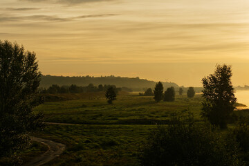 Fototapeta premium At the bank of Vistula River in Sandomierz during sunrise.