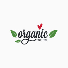 Organic logo with heart and leafs on white