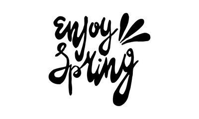 Handwritten spring lettering. Vector hand drawn illustration. Template for seasonal poster, invitation, banner