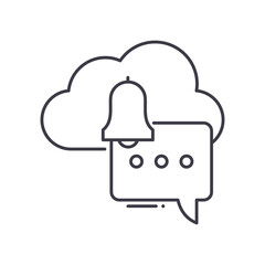 Alert message concept icon, linear isolated illustration, thin line vector, web design sign, outline concept symbol with editable stroke on white background.