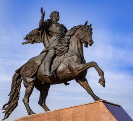 Obraz premium The monument of Vseslav Charodzey in Polatsk, Belarus. 
