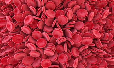 Fototapeta premium Blood cells backdrop. Red cells background. Medical illustration. 3d rendering.