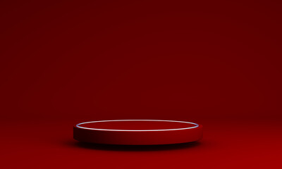Podium, pedestal or platform, background for the presentation of cosmetic products. 3d podium. Place for ads.3D rendering podium geometry with elements. Product presentation blank podium.