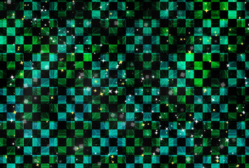 麻の葉文様と市松文様の星空背景